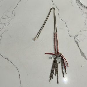 EUC Ann Taylor long crystal & leather necklace